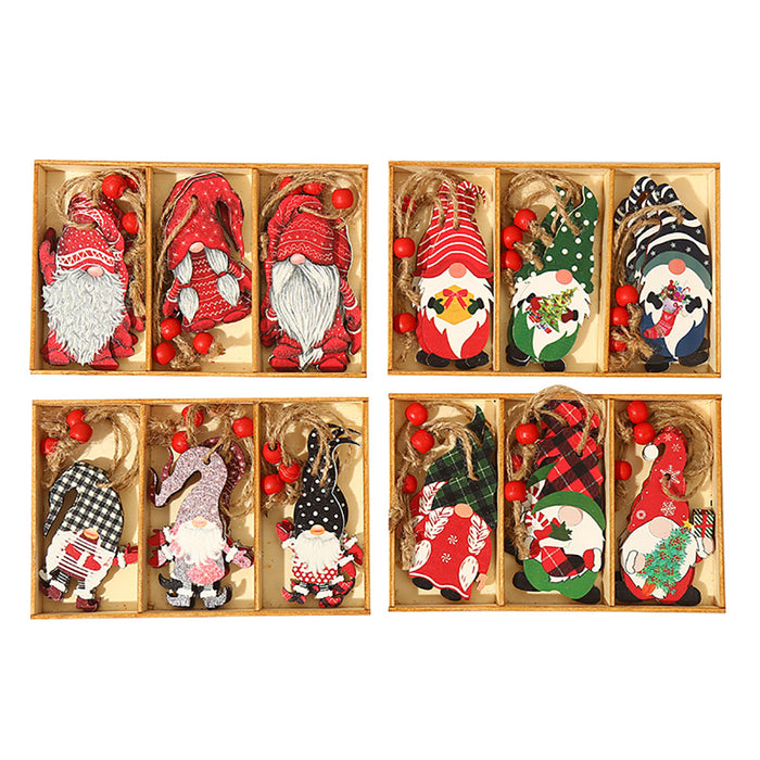 Christmas Wooden Gnome Ornaments Cute Hanging Pendants_11