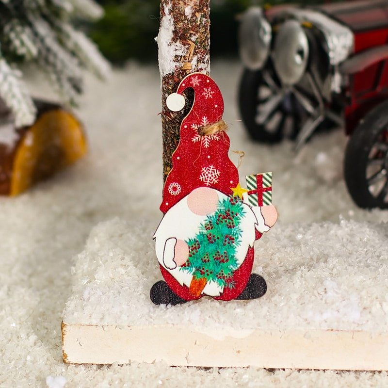 Christmas Wooden Gnome Ornaments Cute Hanging Pendants_12