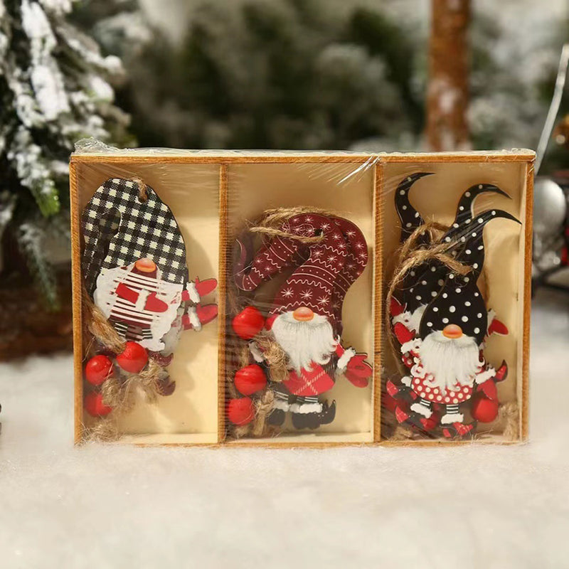Christmas Wooden Gnome Ornaments Cute Hanging Pendants_3