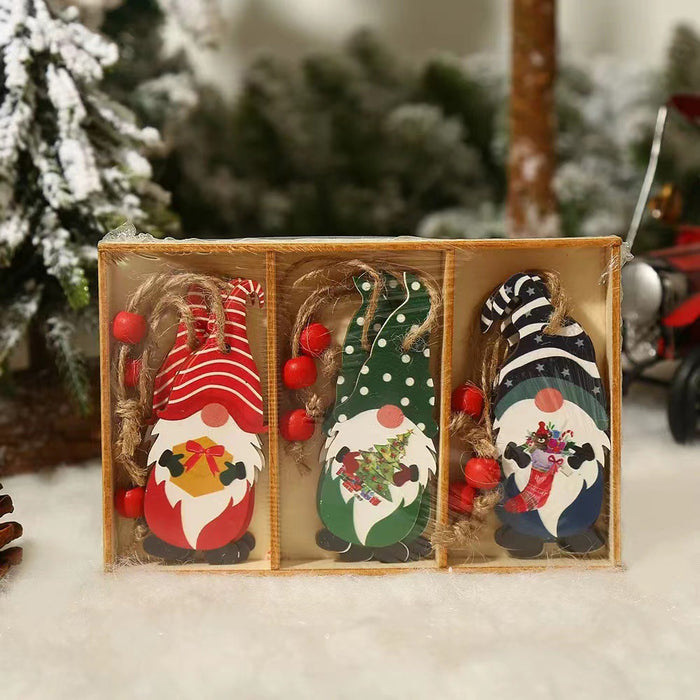 Christmas Wooden Gnome Ornaments Cute Hanging Pendants_4