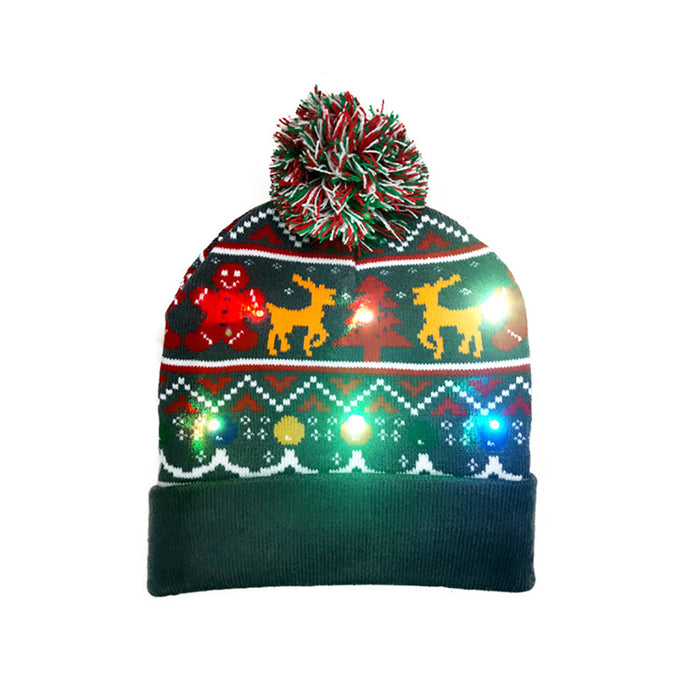 LED Christmas Theme Xmas Beanie Knitted Hat - Battery Operated_13