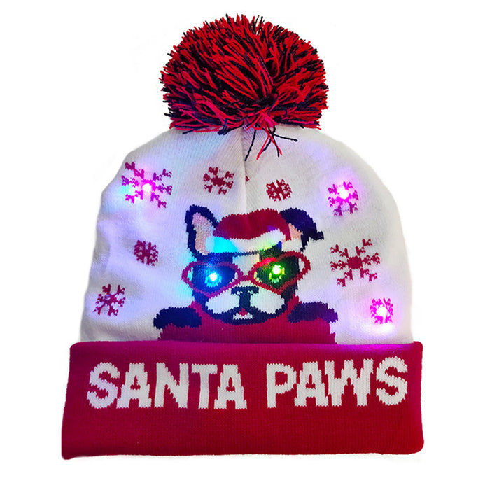 LED Christmas Theme Xmas Beanie Knitted Hat - Battery Operated_2