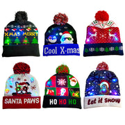 LED Christmas Theme Xmas Beanie Knitted Hat - Battery Operated_6