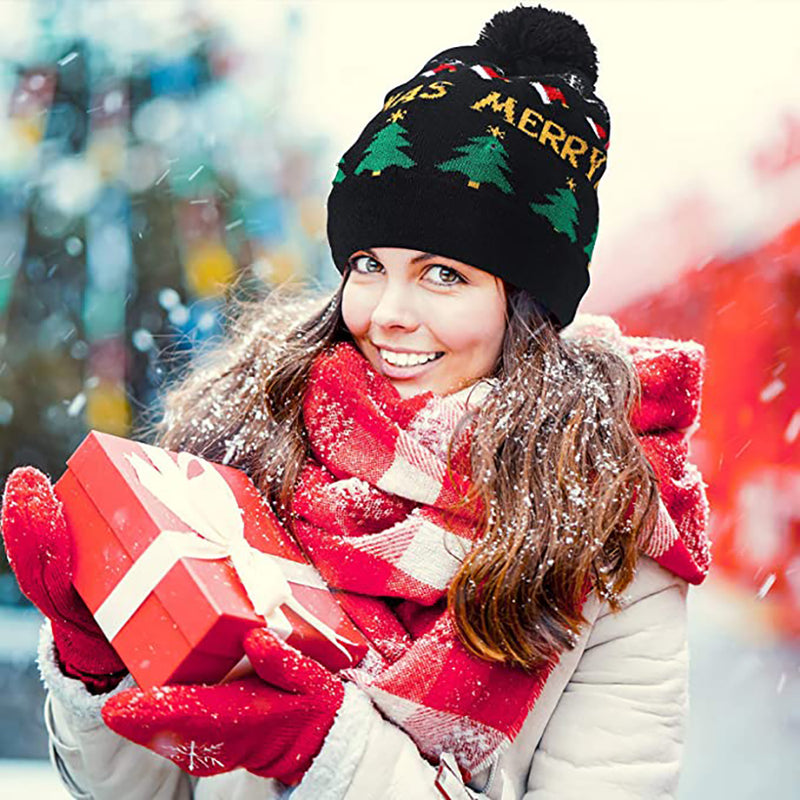 LED Christmas Theme Xmas Beanie Knitted Hat - Battery Operated_9