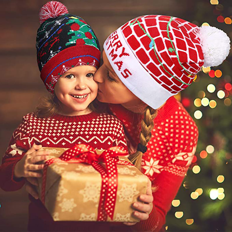 LED Christmas Theme Xmas Beanie Knitted Hat - Battery Operated_11