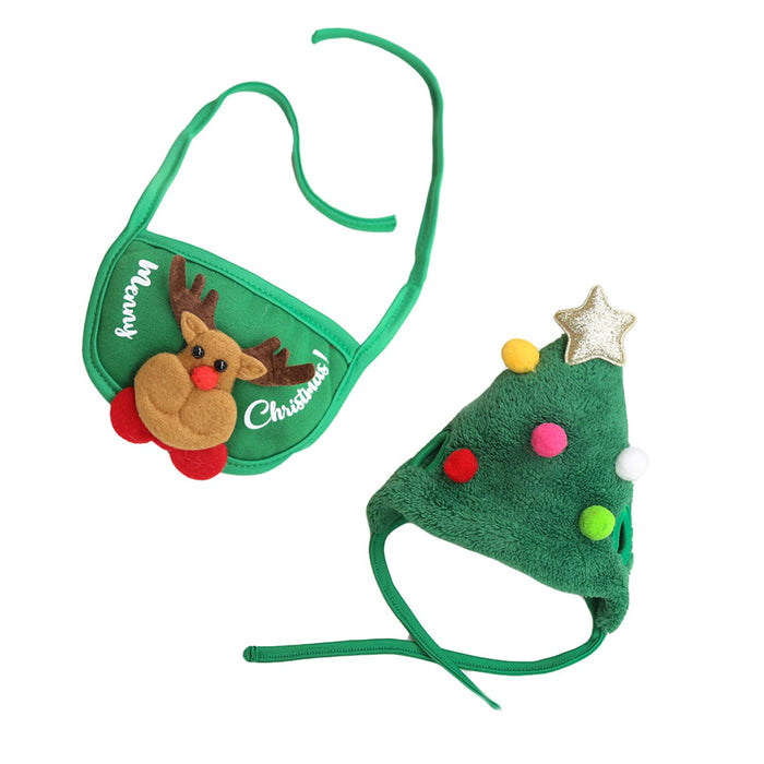 Holiday Christmas Scarf Bibs and Hat Pet Dress Up Costume_7