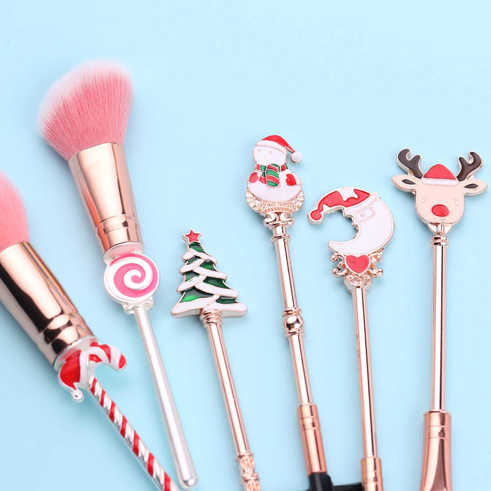 Holiday Christmas Makeup Brushes Set with Drawstring Bag_1