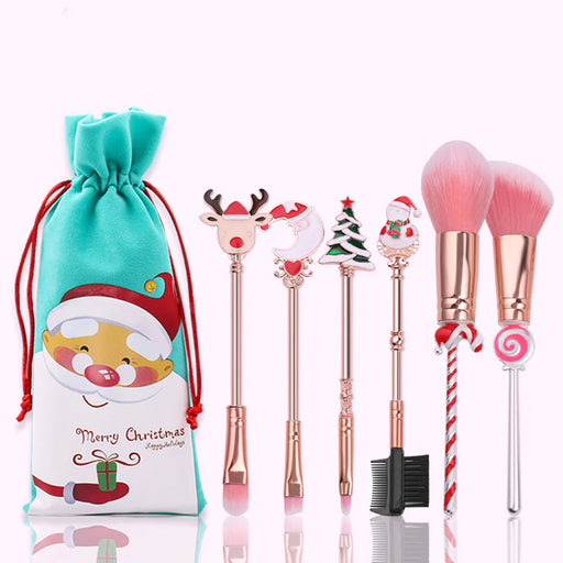Holiday Christmas Makeup Brushes Set with Drawstring Bag_4