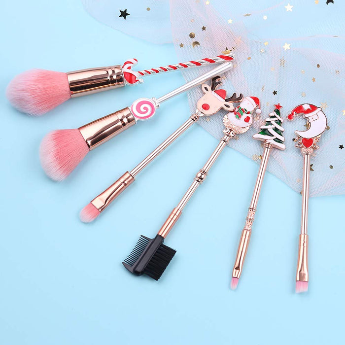 Holiday Christmas Makeup Brushes Set with Drawstring Bag_6