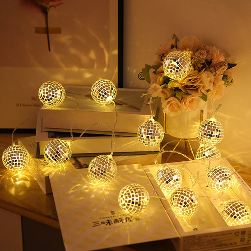 10/20/40 LED Mirror Ball Fairy String Disco Lights-Battery Operated_1