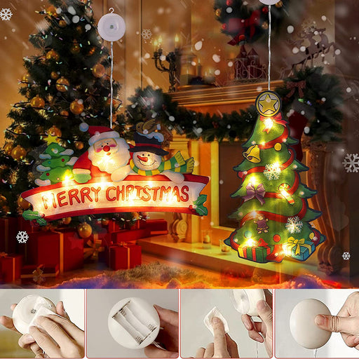 Christmas Window Lights Decorations with Suction Cup Party Indoor Décor - Battery Powered_1