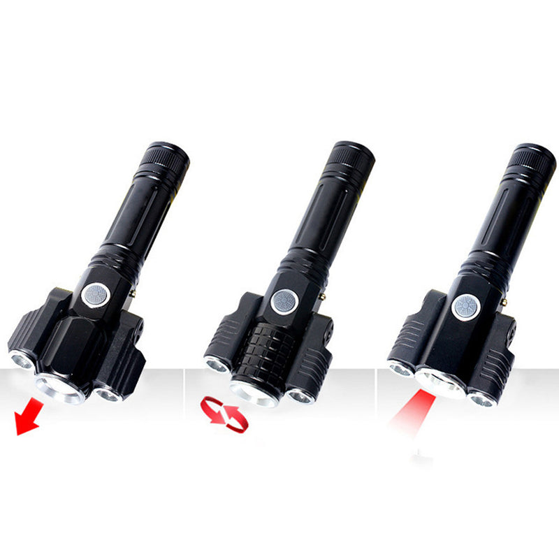 LED Three Lamp Head Portable Flash Light-USB Rechargeable_5