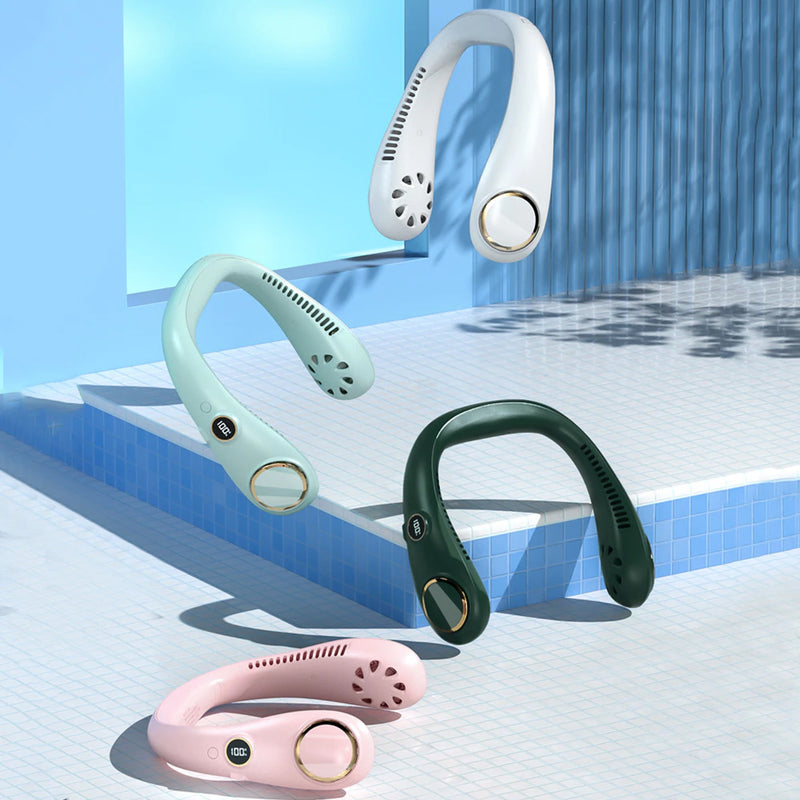 Portable Leafless Digital Hanging Neck Fan-USB Rechargeable_13