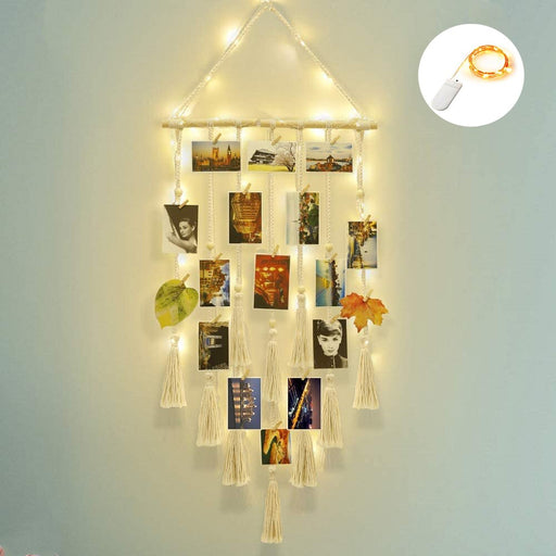 Hanging Photo Display Macramé with Light Wall Décor - Battery Powered_9