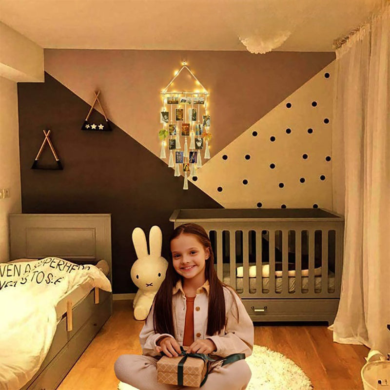 Hanging Photo Display Macramé with Light Wall Décor - Battery Powered_3