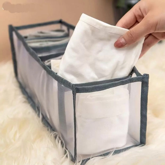 7 Grids Mesh Foldable Clothes Storage and Drawer Organizer_7