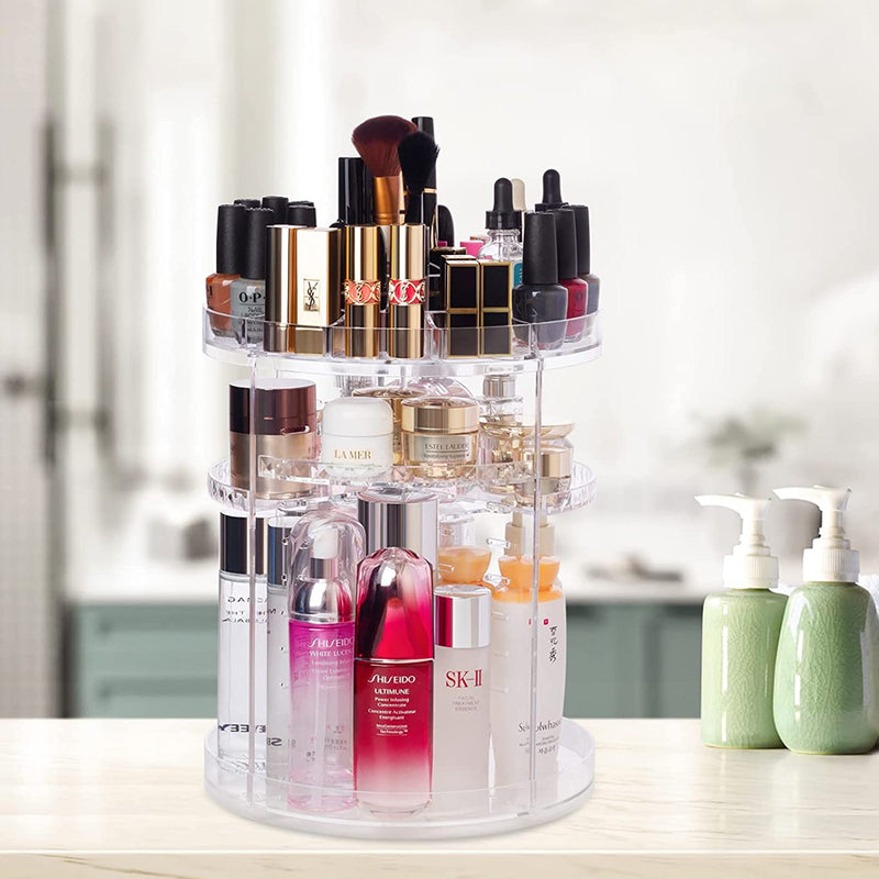 360° Rotating Acrylic Makeup Organizer Clear Cosmetics Holder_7