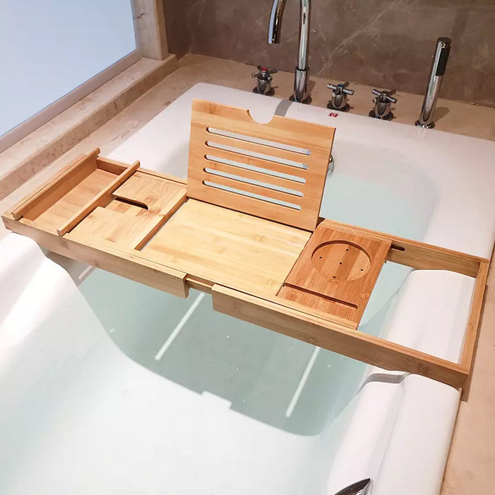 Wooden Bath Tub Rack Personal Caddy Bathroom Storage Tray Holder_11