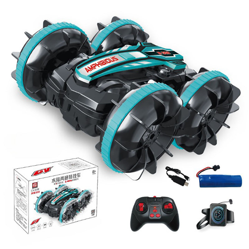 2.4GHz Dual RC Amphibious Stunt Car & Watch Gesture Sensor RC Boat Toy - USB Rechargeable_6