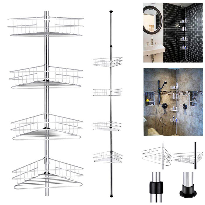 Adjustable 110 1/4corner shelf Utility Storage Shelves for Kitchen, Living Room, Bathroom（with metal shelf）_2