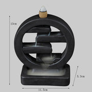 Round Ceramic Backflow Waterfall Incense Burner Smoke Censer_3