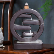 Round Ceramic Backflow Waterfall Incense Burner Smoke Censer_8