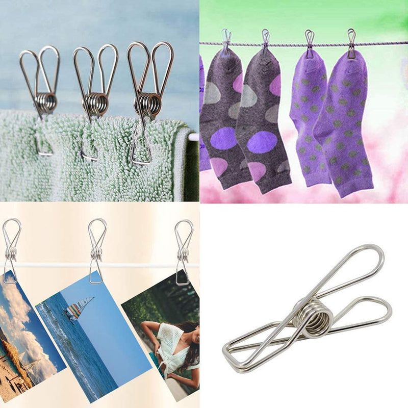60pcs Stainless Steel Clothes Pegs Windproof Sealing Clamp_12