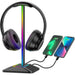 RGB Headphones Stand with 7 Light Modes and 1 USB-C Charging port and 1 USB charging port - USB Plugged In_2