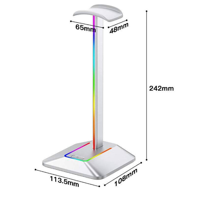 RGB Headphones Stand with 7 Light Modes and 1 USB-C Charging port and 1 USB charging port - USB Plugged In_3