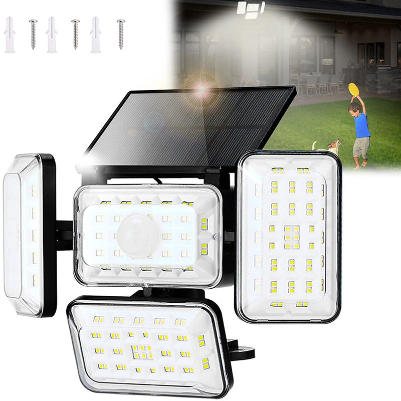 4 Head Solar Powered Motion Sensor Outdoor Flood Lamp_5
