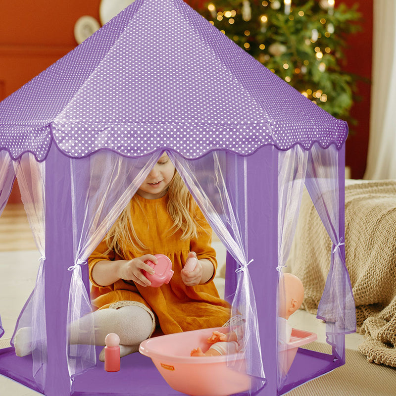 Large Play  House Teepee Tent Kids Canvas with Star LED Light-Battery Operated_4
