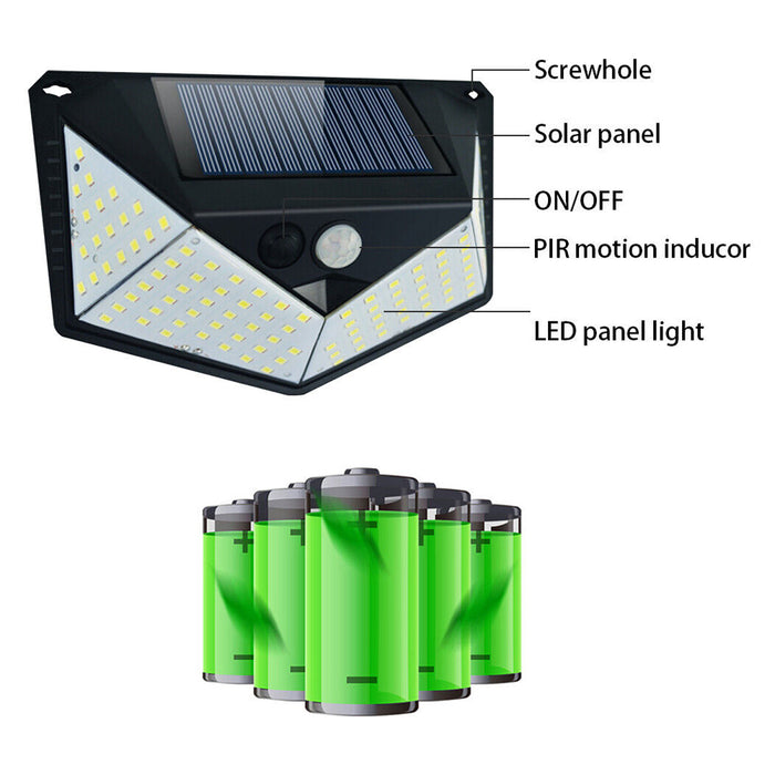 2 Pack 100 LED Solar Powered PIR Motion Sensor Outdoor Lights_6