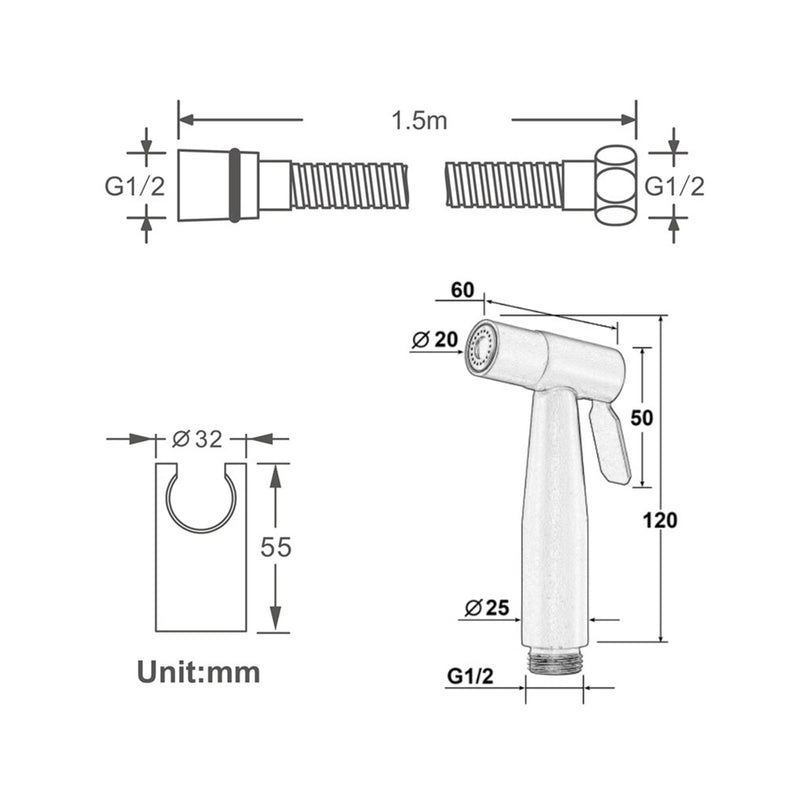 Stainless Steel Toilet Sprayer Handheld Bathroom Bidet_3