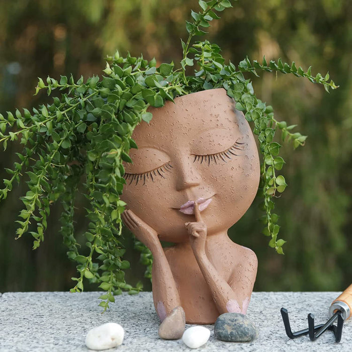 Unique Face Planters Pot for Indoor Outdoor Plants with Drainage Hole_15