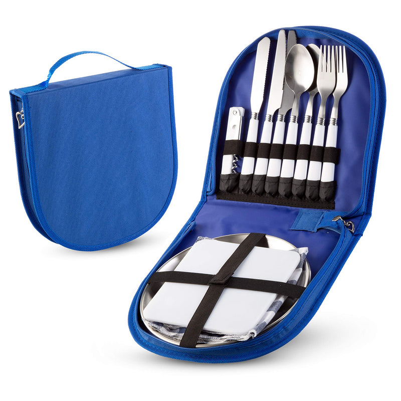 13 pcs Outdoor Dining Cutlery Mess Kit for 2 with Storage Bag_0