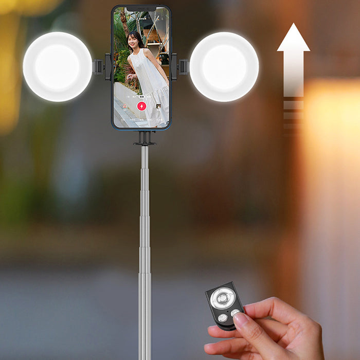 USB Charging Selfie Stick with Dimmable Double Fill Lamp_8