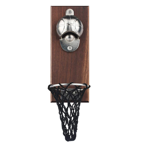 Wall Mounted Basketball Themed Bottle Opener with Catch Ring_0