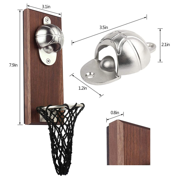 Wall Mounted Basketball Themed Bottle Opener with Catch Ring_2