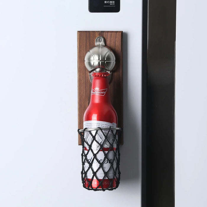 Wall Mounted Basketball Themed Bottle Opener with Catch Ring_7