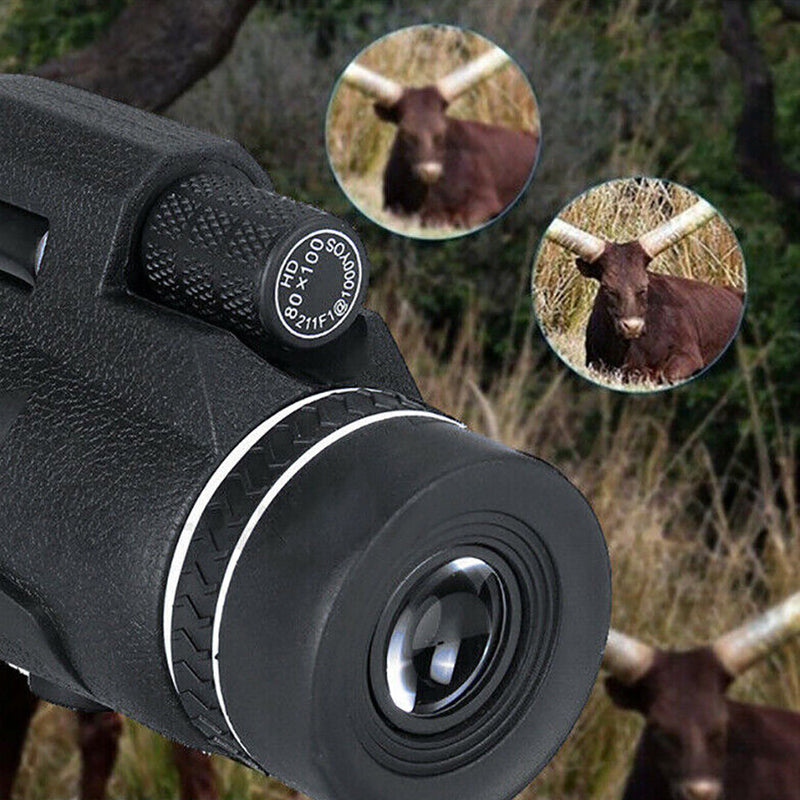 HD Optical Monocular Telescope with Phone Clip+Tripod 80X100_9