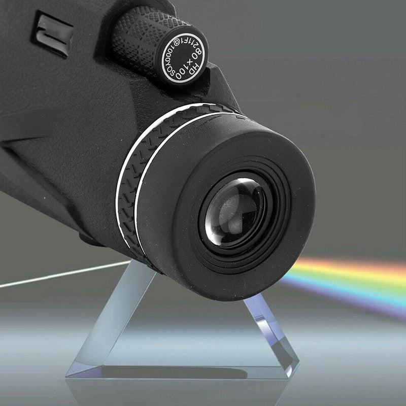 HD Optical Monocular Telescope with Phone Clip+Tripod 80X100_10