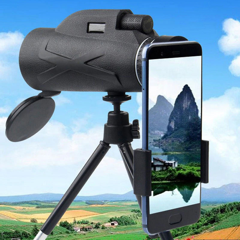 HD Optical Monocular Telescope with Phone Clip+Tripod 80X100_4