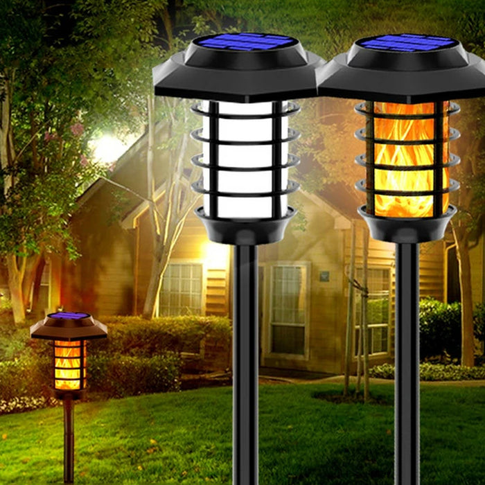 1/2 Pcs Solar Powered Outdoor Flickering Flame Pathway Torch Light_4