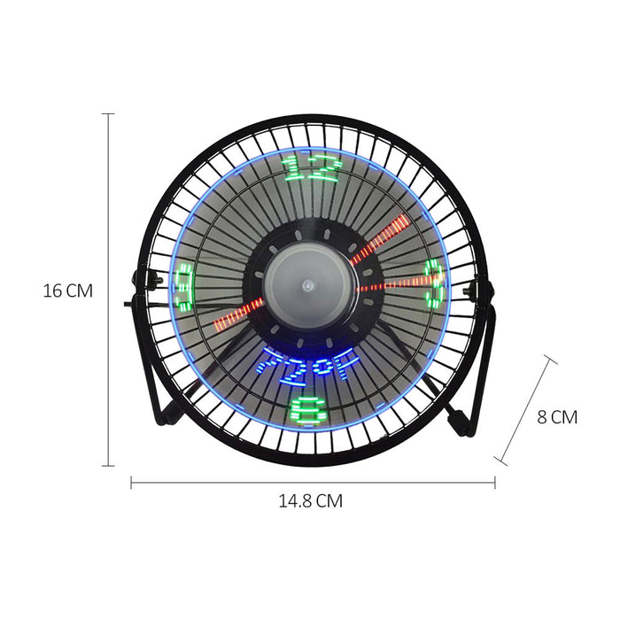Small Desk Fan with Clock and Temperature Display -USB Plugged-in_2