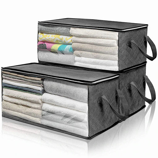 Non-Woven Quilt Clothes Organizing Storage Box with Lids_8