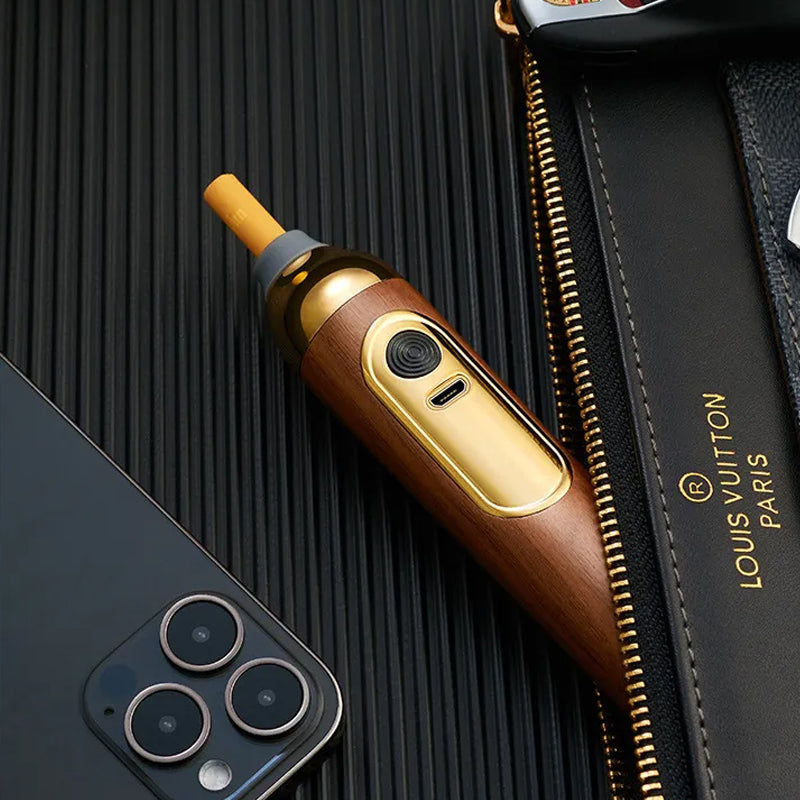 Walnut Wood Mini Car Cigarette Holder and Dust Free Ashtray-USB Rechargeable_9