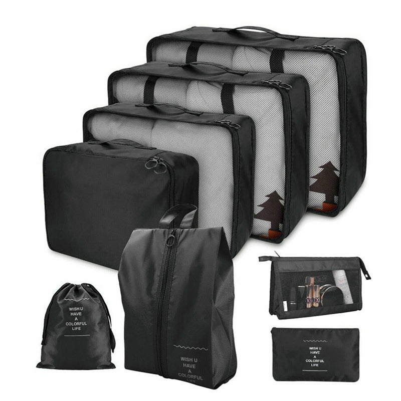 Pack of 8 Travel Luggage Organizer Cloth and Mesh Packing Cubes_0