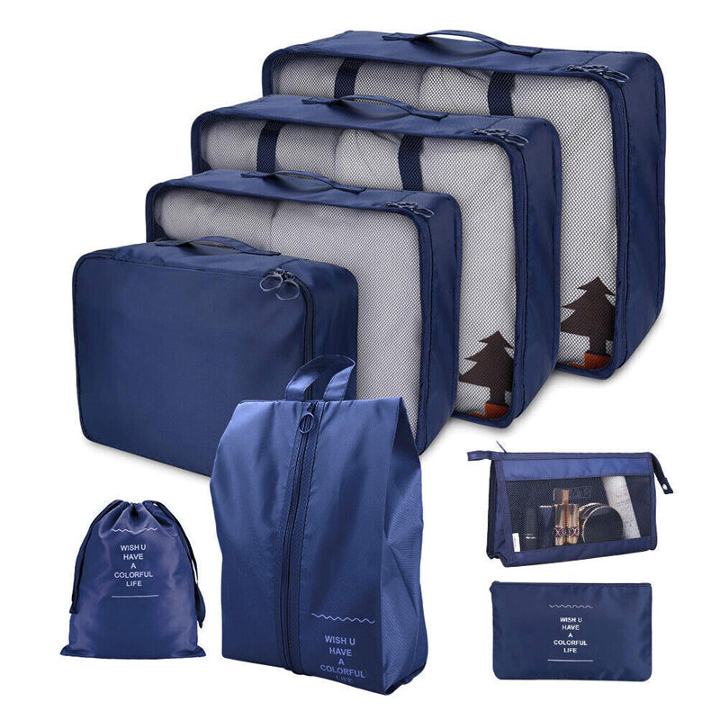 Pack of 8 Travel Luggage Organizer Cloth and Mesh Packing Cubes_1