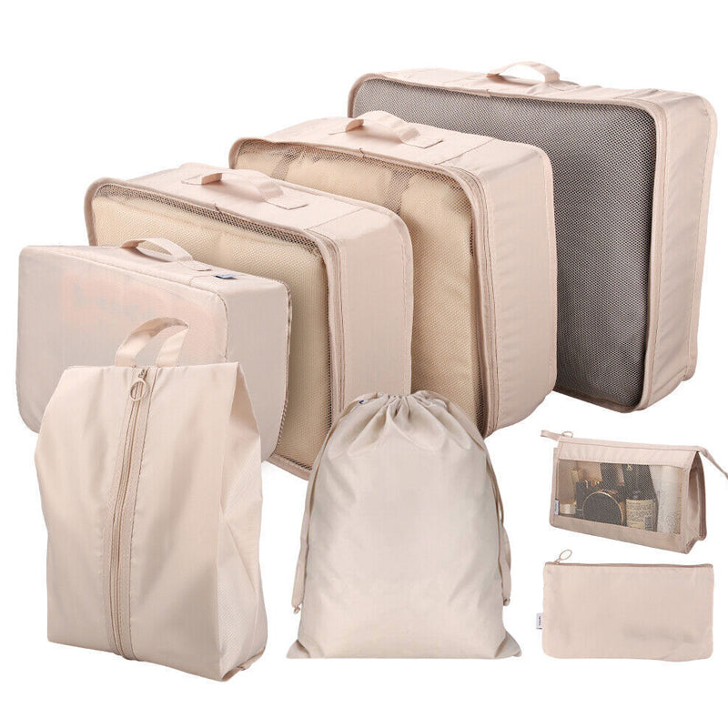 Pack of 8 Travel Luggage Organizer Cloth and Mesh Packing Cubes_2