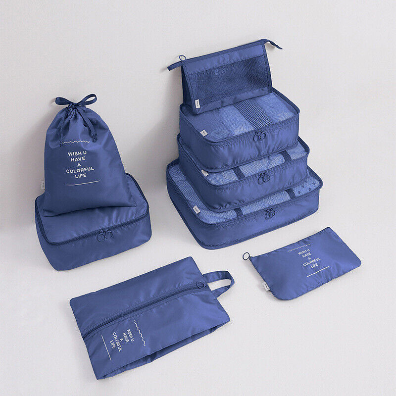 Pack of 8 Travel Luggage Organizer Cloth and Mesh Packing Cubes_5